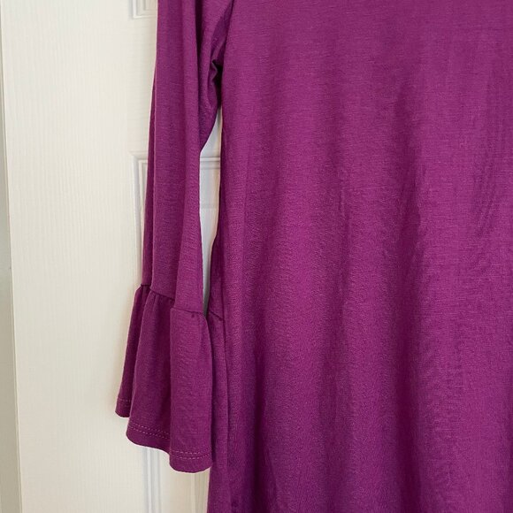 3/4 length plum color size small feminine drape with ruffle detail in front - Picture 2 of 6